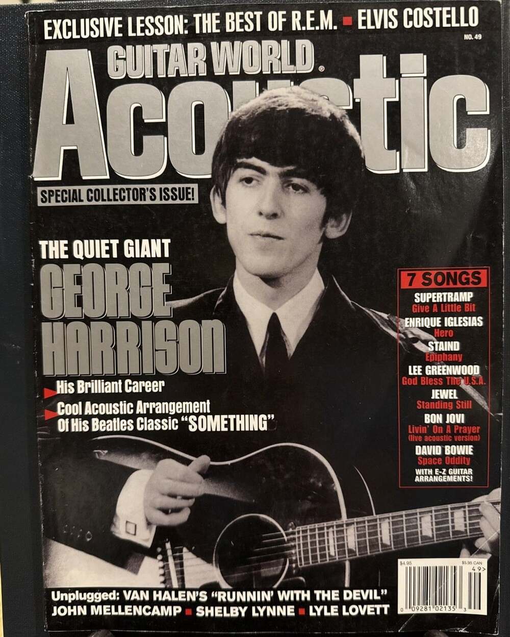 Guitar World Acoustic Magazine 2002 George Harrison Van Halen Elvis Costello REM
